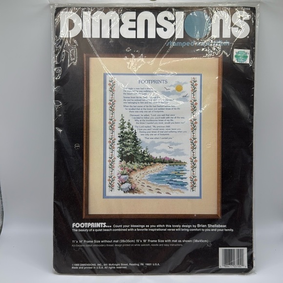 Dimensions Other - Vintage Unopened Dimensions Stamped Cross Stitch Kit FOOTPRINTS